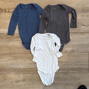 Kyte BABY Long Sleeve Bodysuit Set - Navy, Charcoal, and Ivory